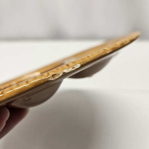 Vintage Retro Glazed Pottery Hazel Brown Deviled Egg Serving Platter - Picture 4 of 8